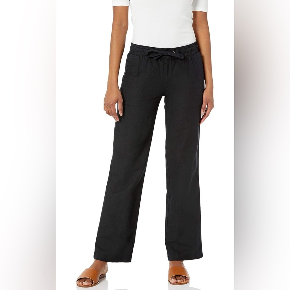 NWT Amazon Essentials Women’s Linen Blend Drawstring Wide Leg Pants